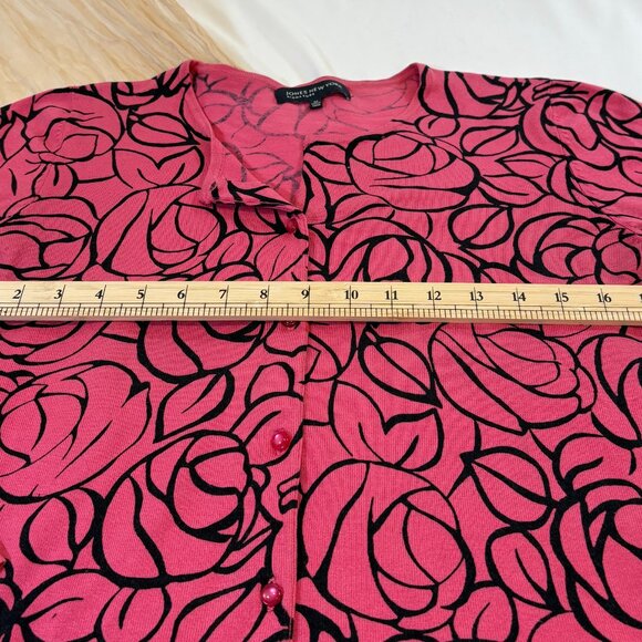 Jones New York Womens Pink/Black Floral Lightweight Button Down Cardigan Size M - Picture 10 of 13